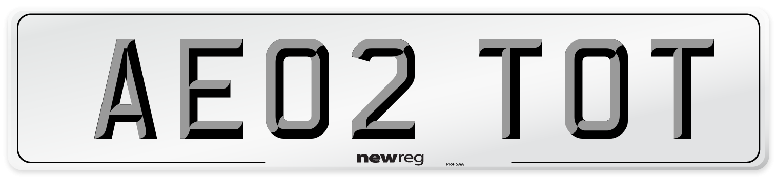 AE02 TOT Number Plate from New Reg